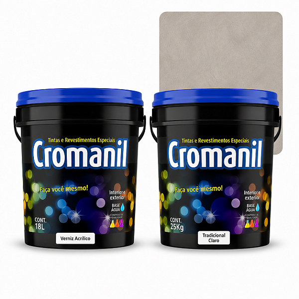 Kit Cimento Queimado Cromanil Tradicional Claro Balde 25kg + Verniz Acrílico Premium 18L