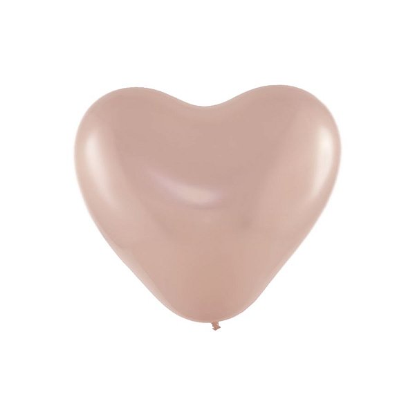 Balão Coração Látex Cromado 6" Rose Gold - 25 Unidades - Art-Latex - Rizzo Embalagens
