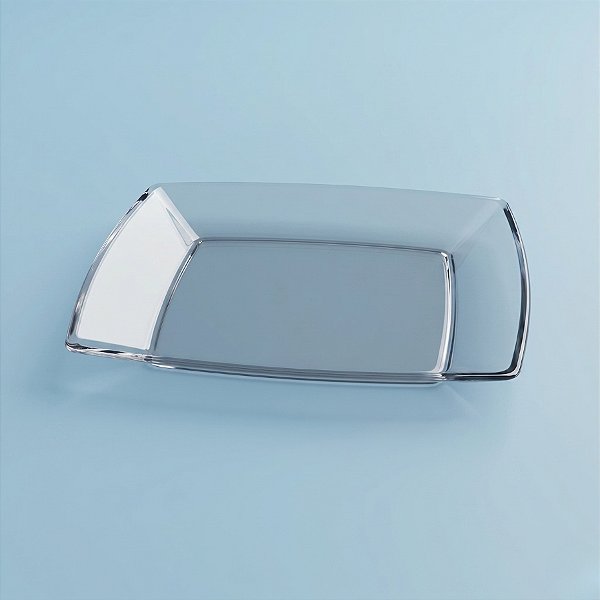 Prato para Refeição em Acrílico Resistente Square Cristal - 21cm - com 10 unidades - Plastilânia - Rizzo