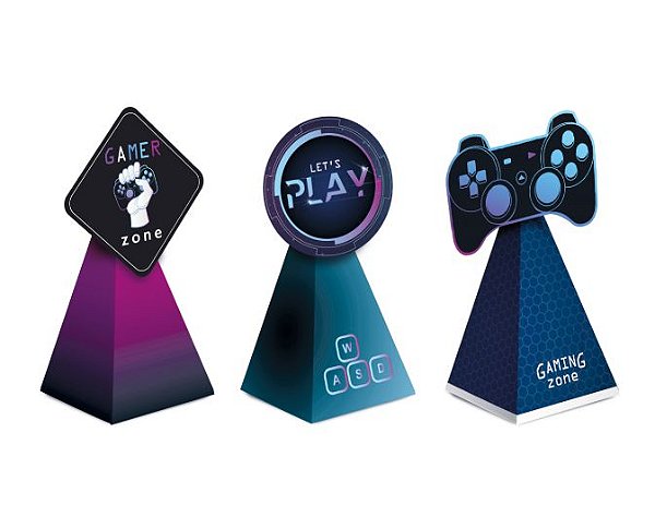Caixa Cone para Lembrancinha Festa Gamer Level Up - 08 unidades - Cromus - Rizzo Embalagens