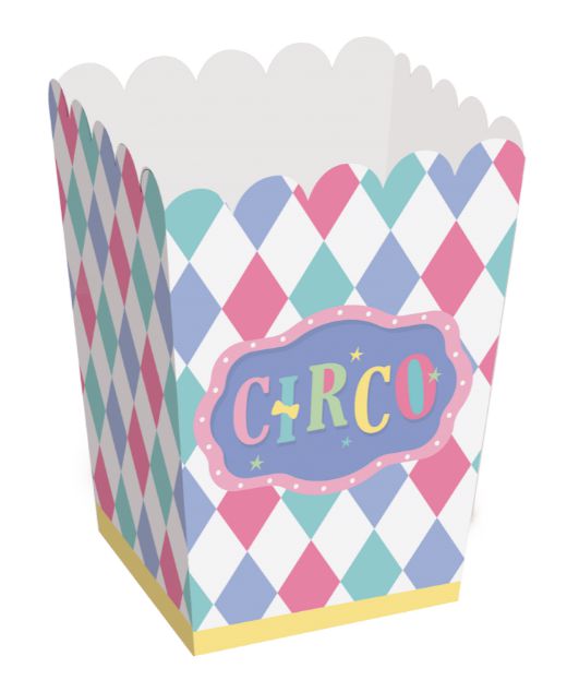 Caixa para Pipoca Festa Circo Rosa - 10 unidades - Cromus - Rizzo Embalagens