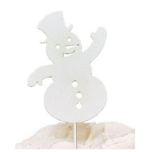 Topo de Bolo Boneco de Neve Acrilico Branco Sonho Fino Rizzo Confeitaria