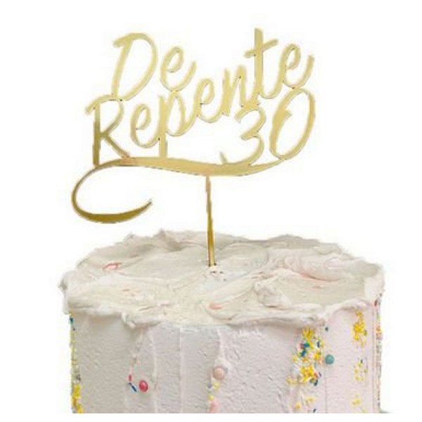 Topo de bolo 17 adolescentes com giltter dourado rosa – Decorações