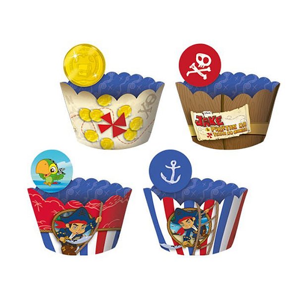 Cupcake Wrapper com Enfeite Jake e os Piratas da Terra do Nunca - 12 unidades - Regina - Rizzo