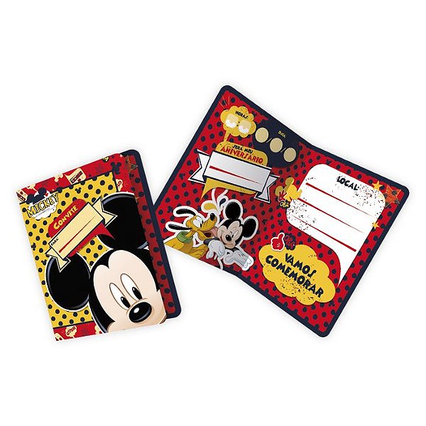 Convite de Aniversário Mickey Mouse - 08 unidades - Regina - Rizzo
