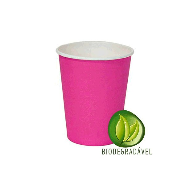 Copo Papel Biodegradável Rosa Pink 240ml - 10 unidades - Silverplastic - Rizzo Festas