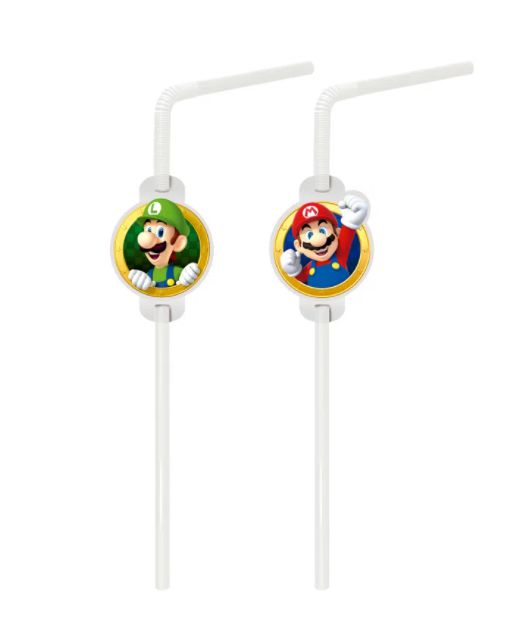 Canudo com Aplique Festa Super Mario - 20 unidades - Cromus - Rizzo