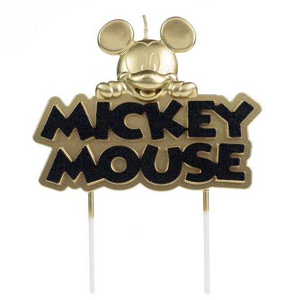 Vela Mickey Metalizada Dourada Disney Silver Festas Rizzo