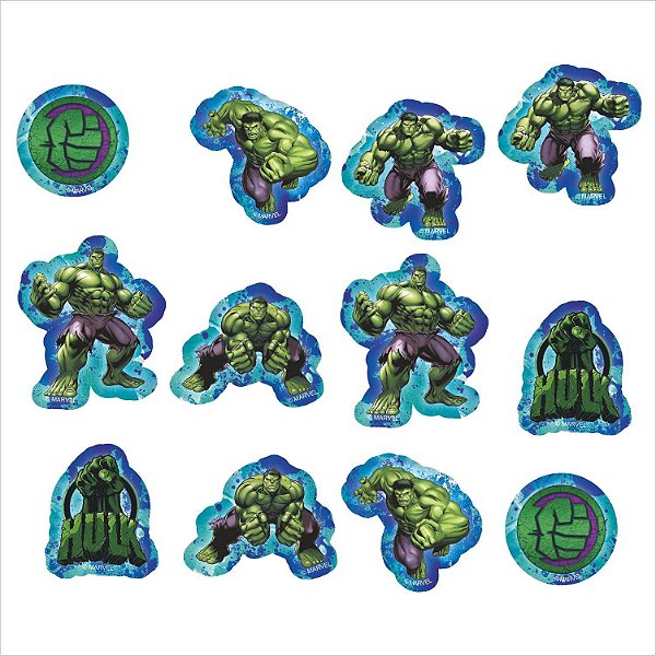 Aplique Imp em EVA - Vingadores - Hulk - 12 Unidades - Piffer - Rizzo Embalagens