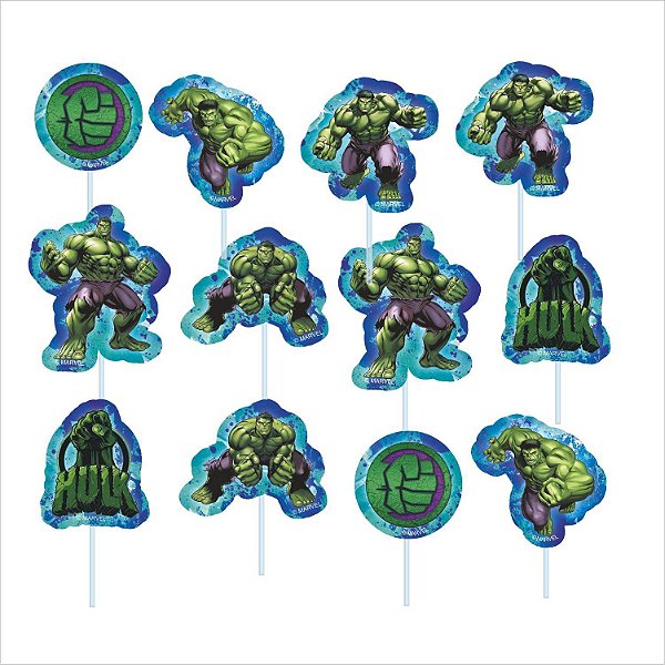 Palitos Decorativos Impresso EVA - Vingadores - Hulk - 12 Unidades - Piffer - Rizzo Embalagens