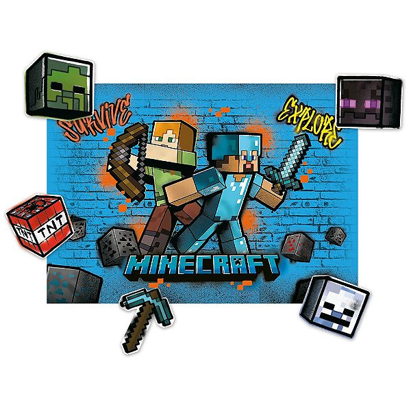Caixa Surpresa + Kit de colorir - Minecraft