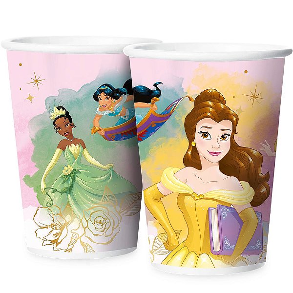 Copo Papel 180ml - Festa Princesas Disney - 12 unidades - Regina - Rizzo Embalagens