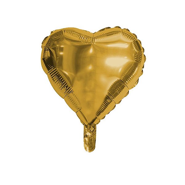 Balão de Festa Microfoil Coração Dourado - 9" - 01 Unidade