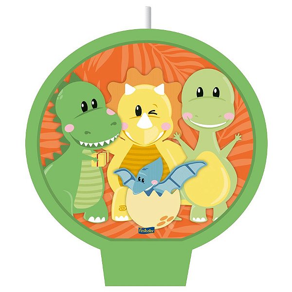 Vela Festa Dino Baby - 1 Unidades - Festcolor - Rizzo Embalagens
