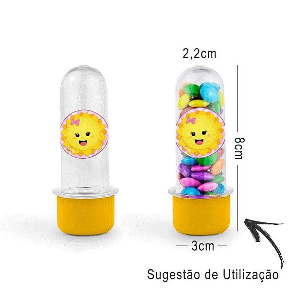 Mini Tubete Lembrancinha Festa Raio de Sol 8cm 20 unidades - Amarelo - Rizzo Embalagens