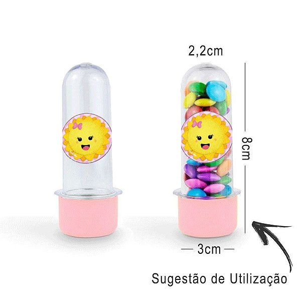 Mini Tubete Lembrancinha Festa Raio de Sol 8cm 20 unidades - Rosa - Rizzo Embalagens