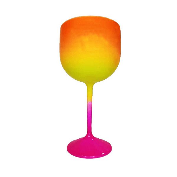 Taça Gin Fluor com 550ml Degradê Pink, Amarelo e Laranja - Rizzo Embalagens