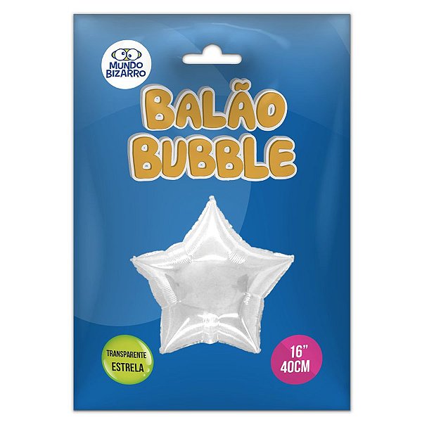 Balão de Festa Bubble Estrela Transparente 16" 40cm - 01 Unidade - Mundo Bizarro - Rizzo Balões