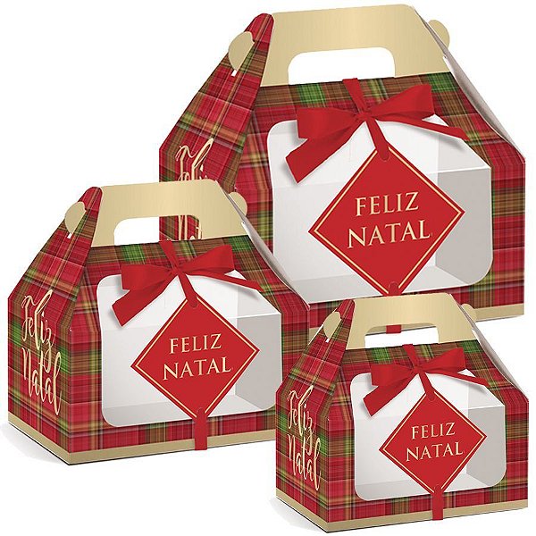 Caixa Maleta Kids com Visor Xadrez - Feliz Natal -10 unidades -Cromus - Rizzo