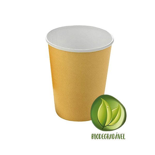 Copo Papel Biodegradável Dourado 240ml - 10 unidades - Silverplastic - Rizzo Festas