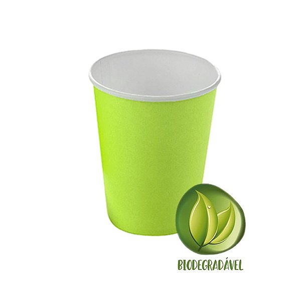 Copo Papel Biodegradável Verde Claro 240ml - 10 unidades - Silverplastic - Rizzo Festas