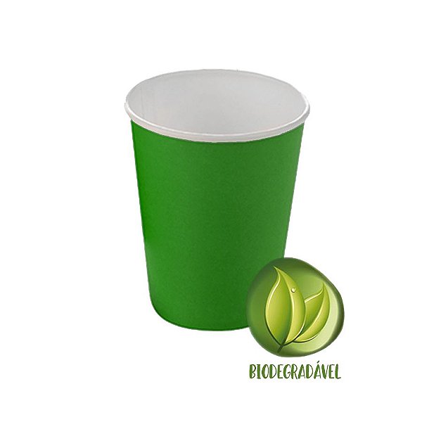 Copo Papel Biodegradável Verde 240ml - 10 unidades - Silverplastic - Rizzo Festas