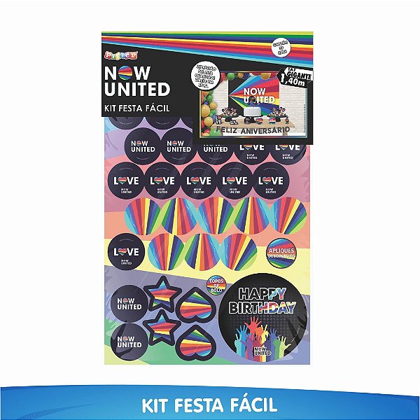Kit Festa Fácil Now United - 39 Itens - 01 Unidade - Piffer - Rizzo Embalagens