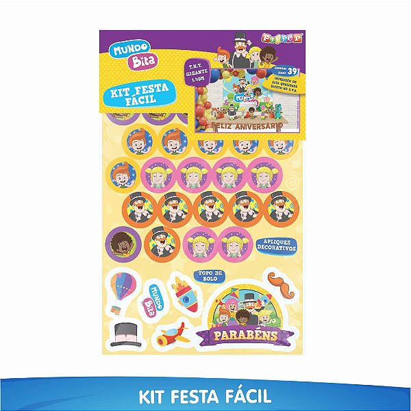 Kit Festa Fácil Mundo Bita - 39 Itens - 01 Unidade - Piffer - Rizzo Embalagens