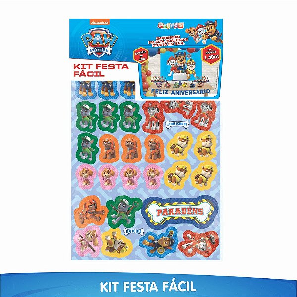 Kit Festa Fácil Patrulha Canina - 39 Itens - 01 Unidade - Piffer - Rizzo Embalagens