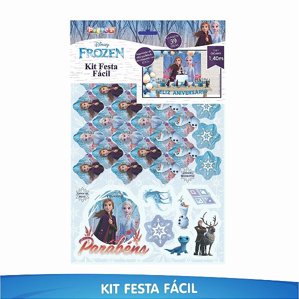 Kit Festa Fácil Frozen 2 - 39 Itens - 01 Unidade - Piffer - Rizzo Embalagens