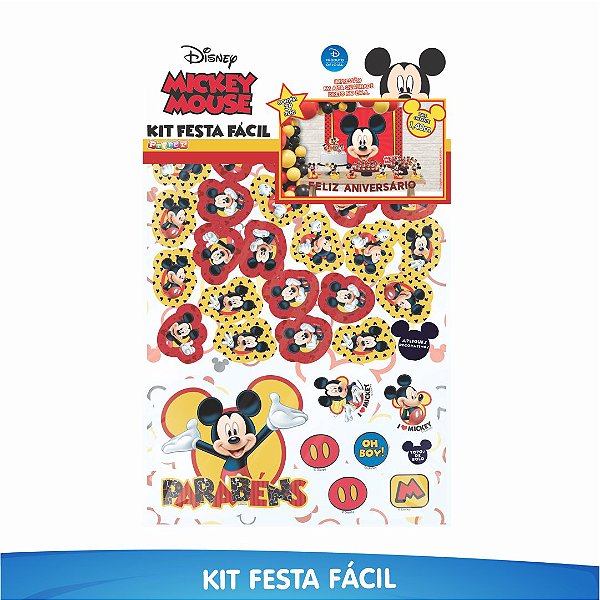 Kit Festa Fácil Mickey 39 Itens - 01 Unidade - Piffer - Rizzo Embalagens