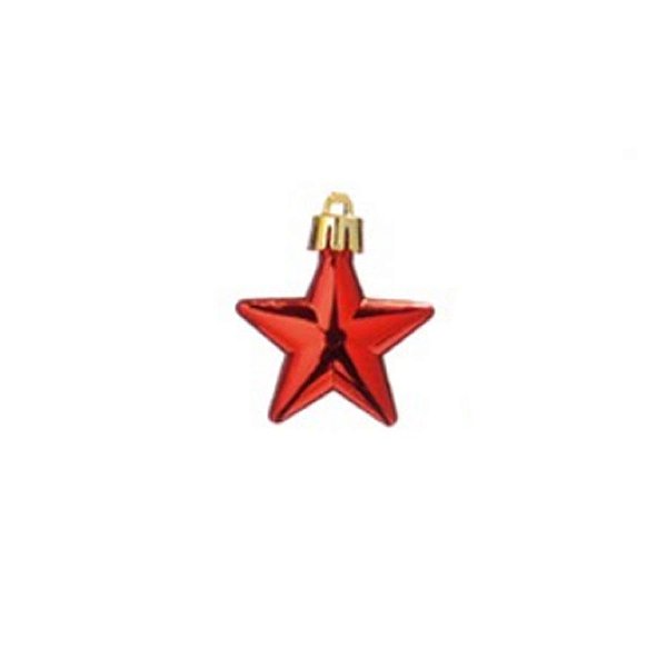 Enfeite para Pendurar Estrela Ouro e Vermelha 5cm - 20 unidades - Cromus Natal - Rizzo