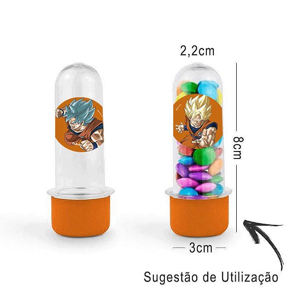 Mini Tubete Lembrancinha Festa Dragon Ball Super 8cm 20 unidades - Laranja - Rizzo Embalagens