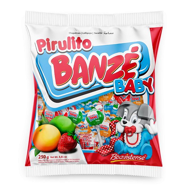 Pirulito Personagem Banzé Baby - 250g - 50 Unidades - Florestal - Rizzo