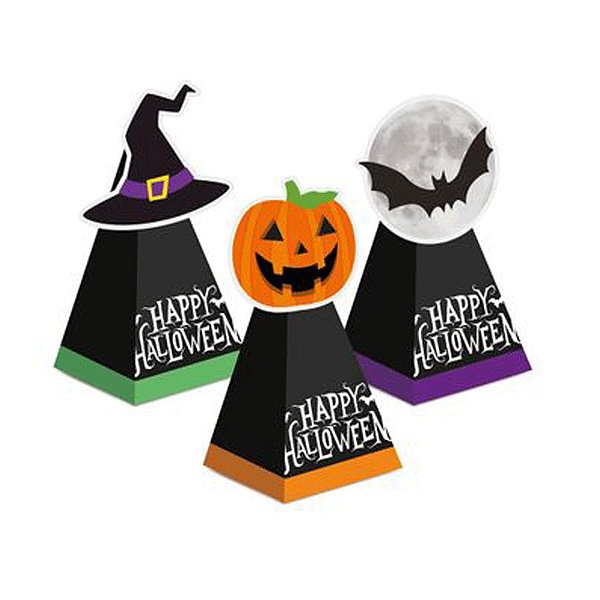 Caixa Cone com Aplique Noite do Terror Halloween 8 Unidades - Cromus - Rizzo Embalagens