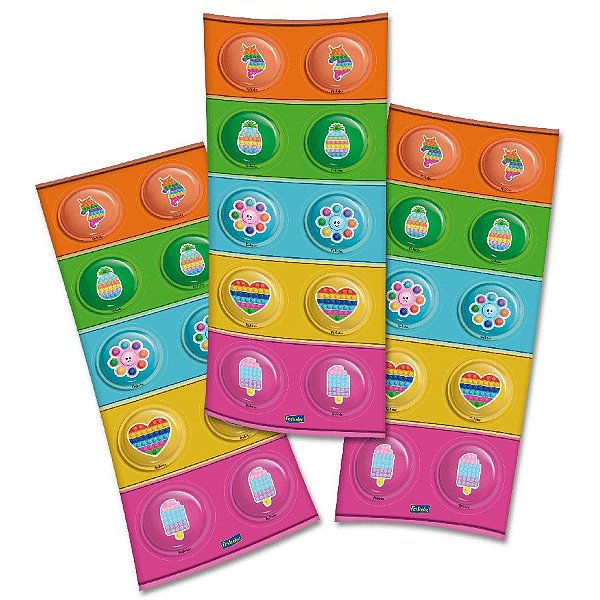 Adesivo Festa Pop It  30 Unidades - Festcolor - Rizzo