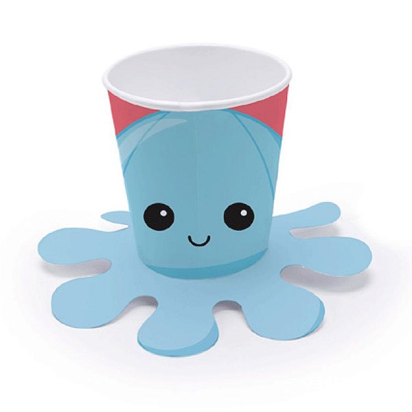 Copo Papel Festa Fidget Toys Polvo Azul 240ml - 8 Unidades - Cromus - Rizzo Embalagens
