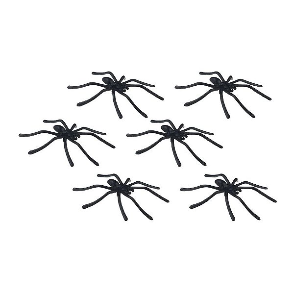 Enfeite Decorativo Aranhas de plástico - Preto - 07 unidades - Rizzo