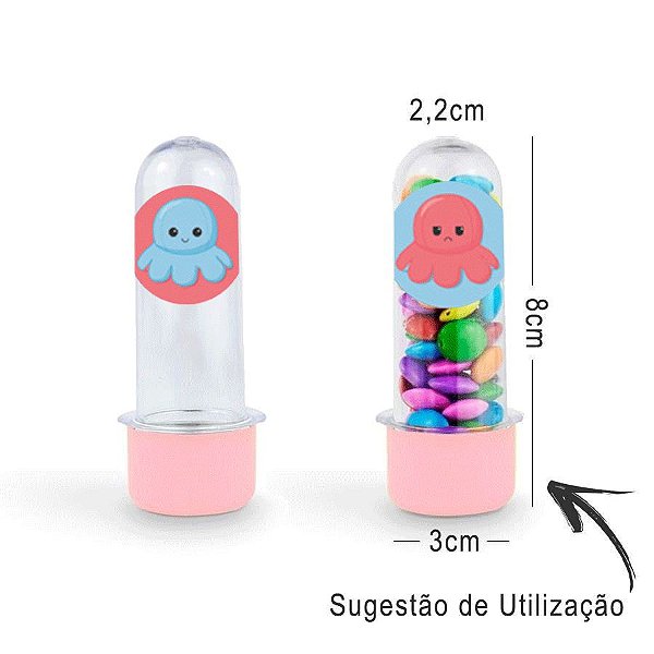 Mini Tubete Lembrancinha Festa Fidget Toys 8cm 20 unidades - Rosa - Rizzo Embalagens