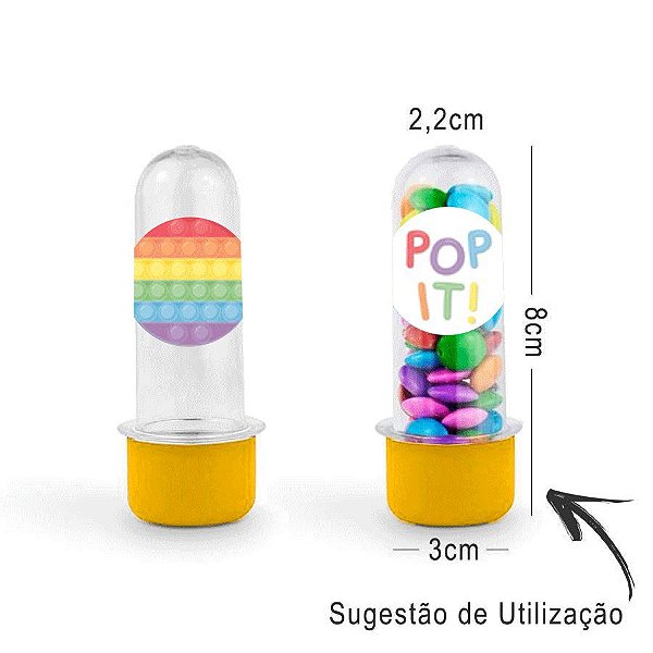 Mini Tubete Lembrancinha Festa Fidget Toys 8cm 20 unidades - Amarelo - Rizzo Embalagens