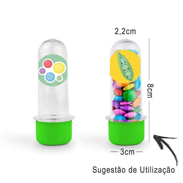 Mini Tubete Lembrancinha Festa Fidget Toys 8cm 20 unidades - Verde - Rizzo Embalagens