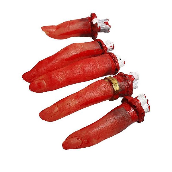 Enfeite Decorativo - Dedos de plástico com sangue - Halloween - 05 unidades - Rizzo