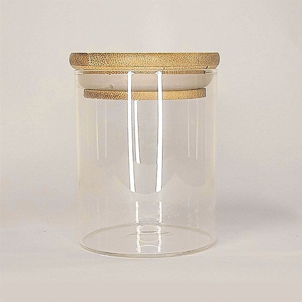 Pote de Vidro Hermético com Tampa de Bambu 8x7cm - Yoss - Rizzo