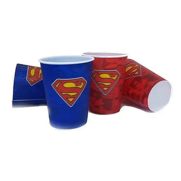 Kit 4 Copos 3D Superman Liga da Justiça - 400ml - DC Original - 01 Un - Rizzo