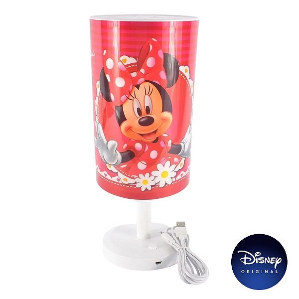 Luminária Abajur Mesa Minnie Mouse - Lâmpada Bivolt - Disney Original - 1 Un - Rizzo