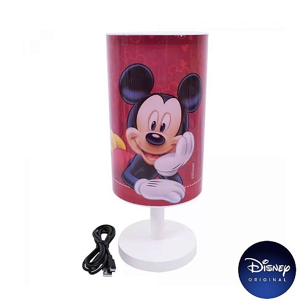 Luminária Abajur Mesa Mickey Mouse - Lâmpada Bivolt - Disney Original - 1 Un - Rizzo