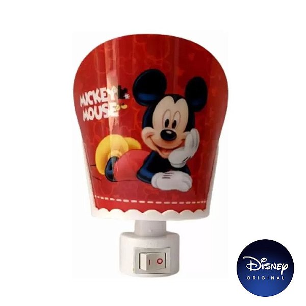Luminária Abajur Parede Mickey Mouse - Lâmpada Bivolt - Disney Original - 1 Un - Rizzo
