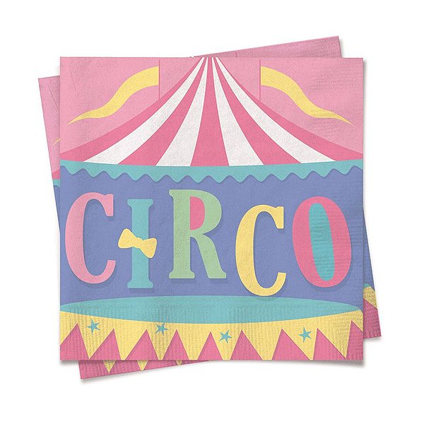 Guardanapo de Papel Festa Circo Rosa 24,5cm - 20 folhas - Cromus - Rizzo Embalagens