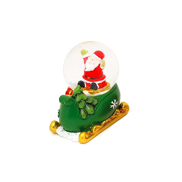 Mini Globo de Vidro Natal - Noel no Trenó - Verde - 01unidade - Cromus Natal - Rizzo