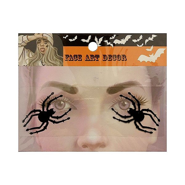 Adesivo Facial Halloween - Face Art Decor - Aranhas - Preto - 01 unidade - Rizzo Embalagens
